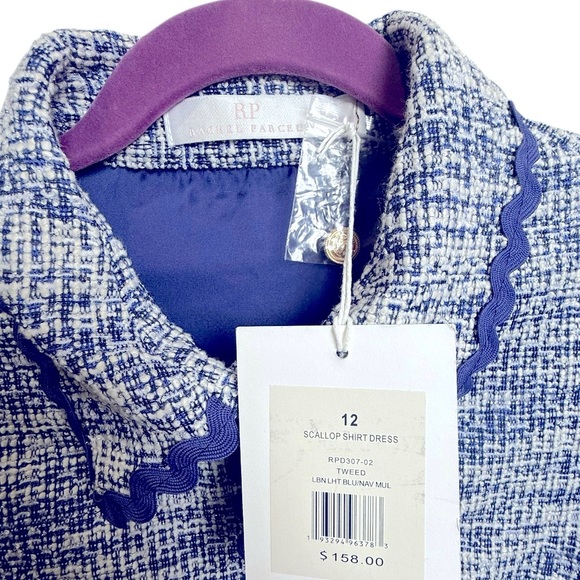 Rachel Parcell Tweed Mini Dress – NWT, Size 12, Gold Button & Scallop Detail - Picture 5 of 6